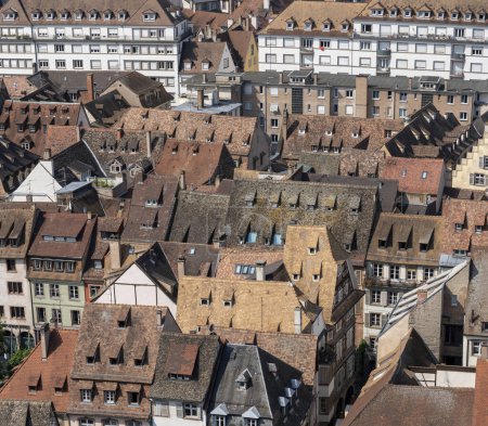 Photo for Strasbourg, France - 06 26 2023: Strasbourg cathedral: View of the roofs of the buidings city from the top of the cathedral - Royalty Free Image