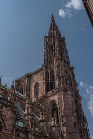 Photo for Strasbourg, France - 06 26 2023: Strasbourg cathedral: View of the cathedral and the city around from the bottom - Royalty Free Image