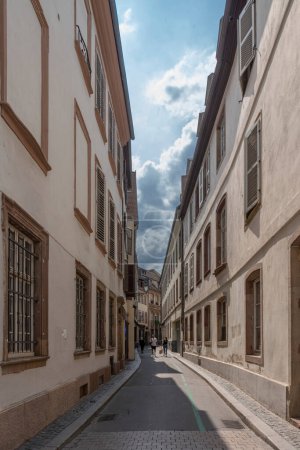 Photo for Strasbourg, France - 05 19 2023: View of typical street near the cathedral - Royalty Free Image
