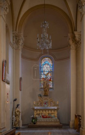 Photo for Dardilly, France - 08 06 2023: Panoramic view inside Saint-Jean-Marie-Vianney Church - Royalty Free Image