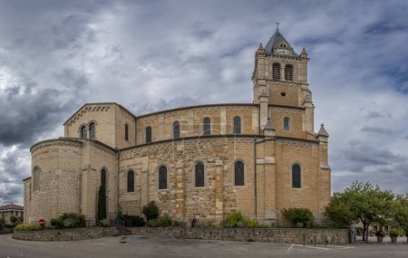 Photo for Dardilly, France - 08 06 2023: Panoramic view outside Saint Jean-Marie Vianney Church facade - Royalty Free Image