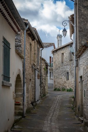 View of a typical street in a village in Occitania