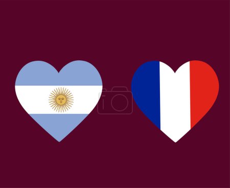 Photo for Argentina And France Flag Heart football Symbol Design Latin America And Europe Vector Countries Illustration - Royalty Free Image