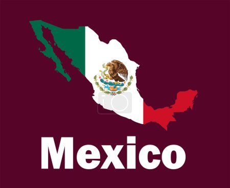 Téléchargez les photos : Mexique Carte Drapeau avec noms Symbole Design Football Amérique du Nord Vecteur final Pays d'Amérique du Nord Equipes de football Illustration - en image libre de droit