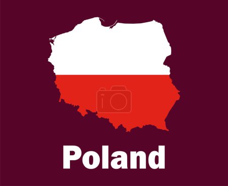 Polonia Mapa Bandera con nombres Símbolo Diseño Europa fútbol Final Vector Países europeos Fútbol Equipos Ilustración