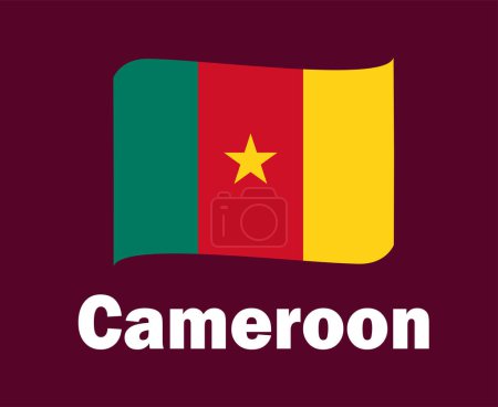 Téléchargez les illustrations : Ruban drapeau camerounais avec des noms Symbole Design Football Afrique Vecteur final Pays africains Equipes de football Illustration - en licence libre de droit