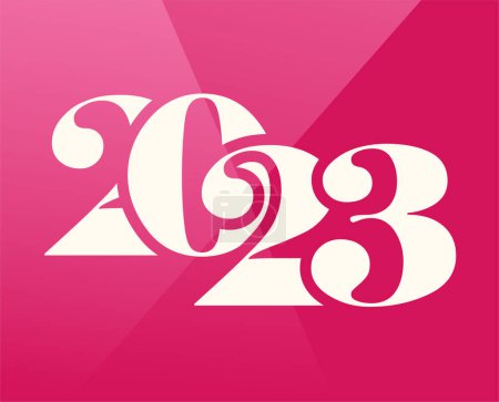 Foto de 2023 White Happy New Year Holiday Abstract Vector Illustration Design With Pink Gradient Background - Imagen libre de derechos
