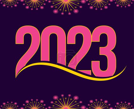 Photo for 2023 Year Pink And Yellow Abstract Vector Illustration Design With Purple Background - Royalty Free Image