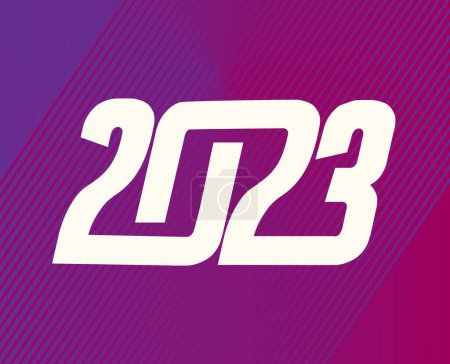 Téléchargez les illustrations : 2023 New Year Holiday White Abstract Vector Illustration Design With Purple Gradient Background - en licence libre de droit