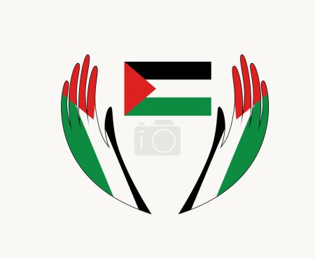 Photo for Palestine Flag Emblem With Hands Symbol Middle East country Abstract Design Vector illustration - Royalty Free Image