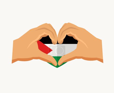 Foto de Corazón del emblema de la bandera de Palestina con las manos País de Oriente Medio Icono Vector Ilustración Elemento de diseño abstracto - Imagen libre de derechos