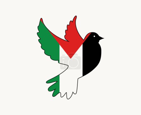 Photo for Palestine dove of peace Flag Emblem Symbol Abstract Middle East country Vector illustration Design - Royalty Free Image