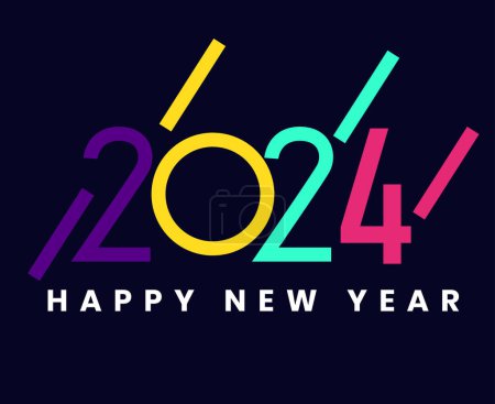 Foto de Feliz año nuevo 2024 Diseño abstracto del símbolo del logotipo Vector Ilustración con fondo negro - Imagen libre de derechos