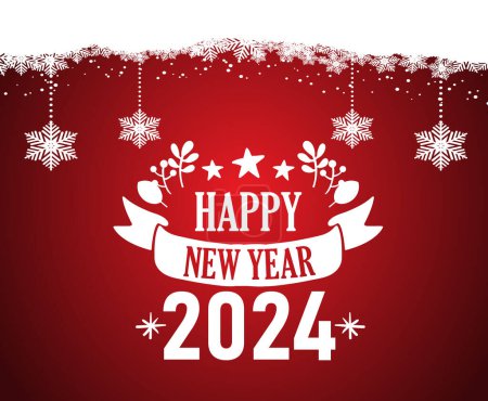 Photo for Happy New Year 2024 Abstract White Logo Symbol Design Vector Illustration With Red Background - Royalty Free Image