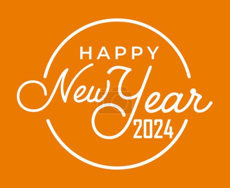 Photo for 2024 Happy New Year Holiday Abstract White Design Vector Logo Symbol Illustration With Orange Background - Royalty Free Image