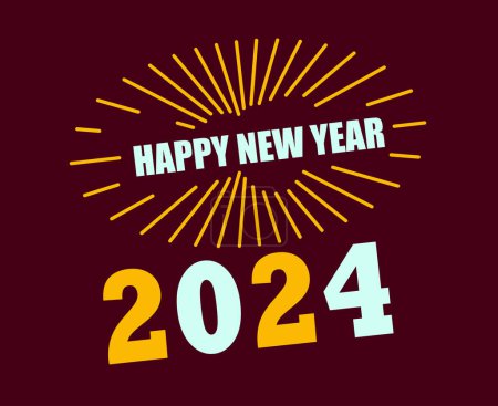 Foto de 2024 Feliz año nuevo abstracto Cian y amarillo diseño vacaciones vector logotipo símbolo ilustración con fondo marrón - Imagen libre de derechos