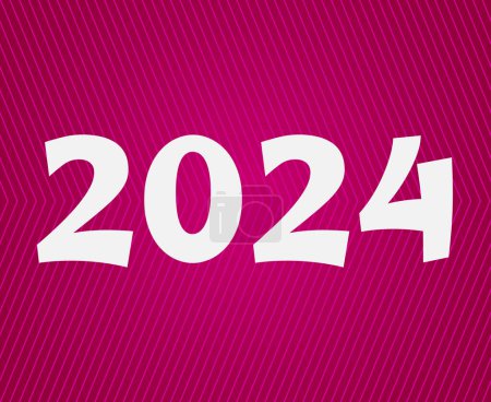 Foto de Ilustración abstracta blanca del símbolo del logotipo del vector del diseño de vacaciones del año nuevo 2024 con el fondo rosado - Imagen libre de derechos