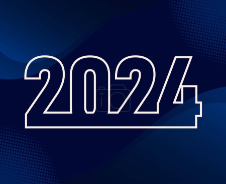 Foto de 2024 Feliz año nuevo vacaciones abstracto blanco diseño gráfico vector logotipo símbolo ilustración con fondo azul - Imagen libre de derechos