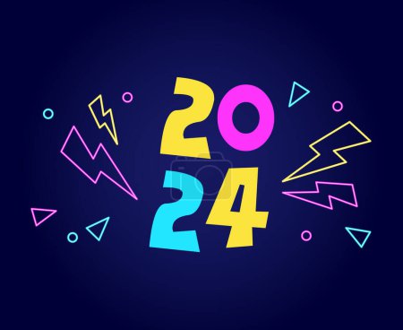 Photo for 2024 Happy New Year Holiday Graphic Design Multicolor Abstract Vector Logo Symbol Illustration With Blue Background - Royalty Free Image