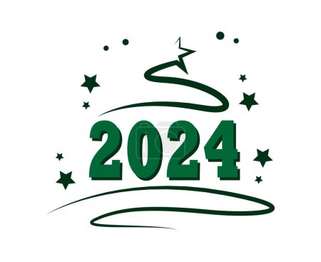 Photo for 2024 Happy New Year Holiday Graphic Design Green Abstract Vector Logo Symbol Illustration - Royalty Free Image