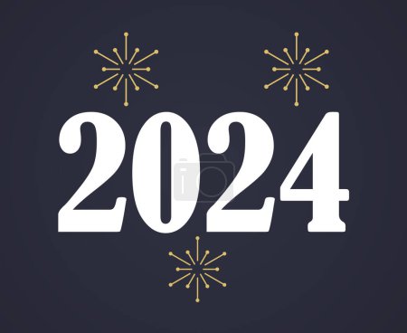 Foto de 2024 Feliz Año Nuevo Diseño Gráfico Oro Y Blanco Abstracto Vector Logo Símbolo Ilustración Con Fondo Azul - Imagen libre de derechos