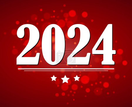 Foto de Feliz año nuevo 2024 vacaciones abstracto blanco diseño gráfico vector logotipo símbolo ilustración con fondo rojo - Imagen libre de derechos