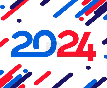 Foto de Feliz año nuevo 2024 vacaciones abstracto azul y rojo diseño gráfico vector logotipo símbolo ilustración - Imagen libre de derechos