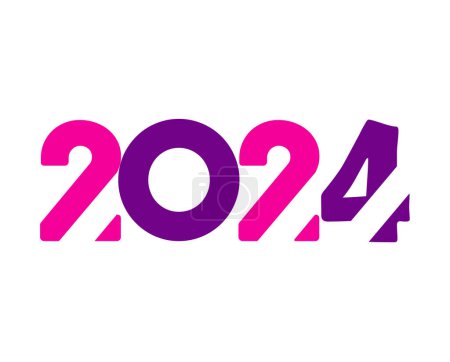 Foto de Feliz año nuevo 2024 vacaciones abstracto rosa y púrpura diseño gráfico vectorial logotipo símbolo ilustración - Imagen libre de derechos
