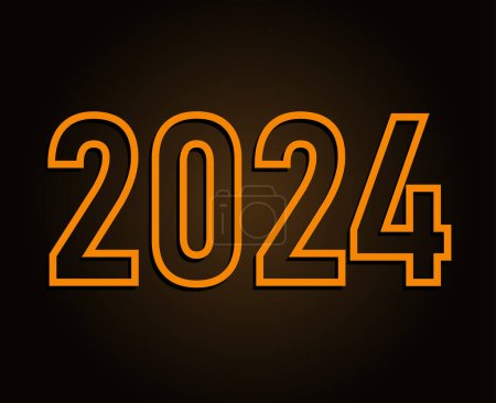 Photo for 2024 Happy New Year Abstract Orange Graphic Design Vector Logo Symbol Illustration With Brown Background - Royalty Free Image