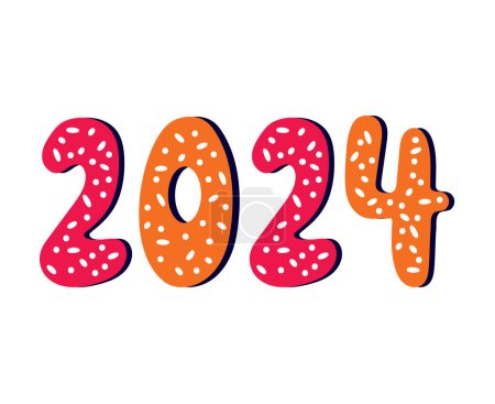Photo for Happy New Year 2024 Abstract Orange And Pink Graphic Design Vector Logo Symbol Illustration - Royalty Free Image
