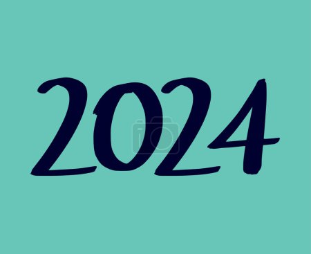 Foto de Feliz Año Nuevo 2024 Diseño gráfico azul abstracto Vector Logo Símbolo Ilustración con fondo cian - Imagen libre de derechos