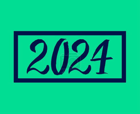 Foto de Feliz Año Nuevo 2024 Diseño gráfico azul abstracto Vector Logo Símbolo Ilustración con fondo verde - Imagen libre de derechos