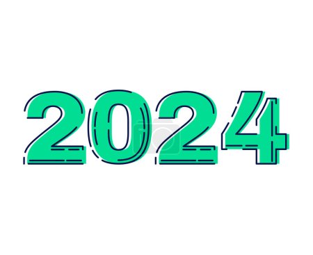 Foto de Feliz año nuevo 2024 abstracto verde y azul diseño gráfico Vector logotipo símbolo ilustración - Imagen libre de derechos