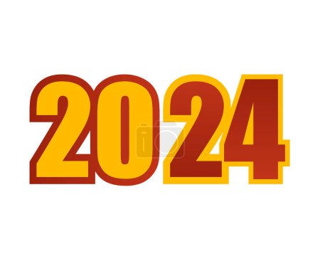 Foto de 2024 Feliz Año Nuevo Resumen Diseño Gráfico Amarillo Y Marrón Vector Logo Símbolo Ilustración - Imagen libre de derechos