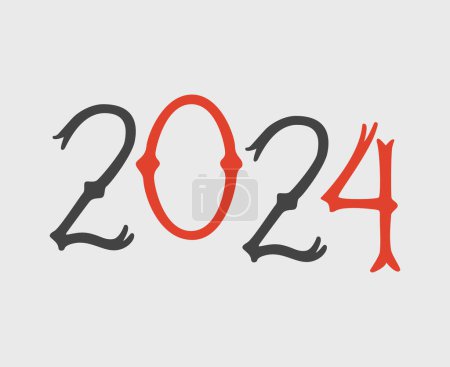 2024 Happy New Year Abstract Gray And Orange Graphic Design Vector Logo Symbol Illustration