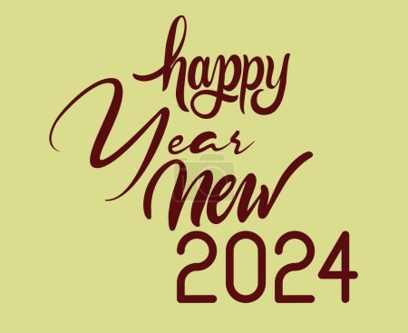 Foto de Feliz año nuevo 2024 abstracto marrón diseño gráfico vacaciones vector logotipo símbolo ilustración con fondo marrón - Imagen libre de derechos