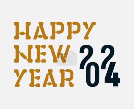 Foto de Feliz año nuevo 2024 abstracto azul y marrón diseño gráfico vector logotipo símbolo ilustración - Imagen libre de derechos
