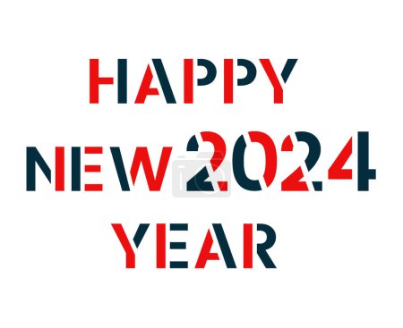 Foto de Feliz año nuevo 2024 abstracto azul y rojo diseño gráfico Vector logotipo símbolo ilustración - Imagen libre de derechos