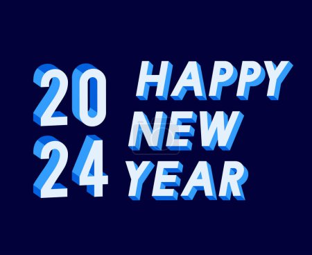 Photo for Happy New Year 2024 Abstract Blue Graphic Design Vector Logo Symbol Illustration - Royalty Free Image