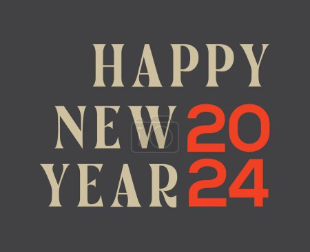 Foto de Feliz año nuevo 2024 abstracto marrón y rojo diseño gráfico vectorial logotipo símbolo ilustración con fondo gris - Imagen libre de derechos