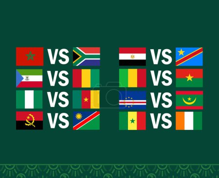 Ilustración de Partidos Emblemas Banderas African Nations 2023 Equipos Países African Football Symbol Diseño de Logo Vector Illustration - Imagen libre de derechos