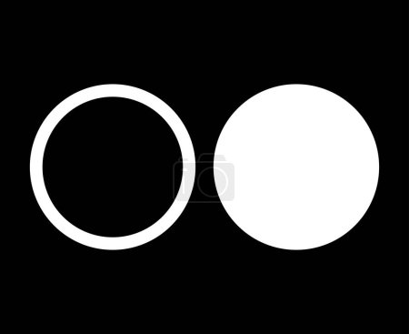 Photo for Circle Outline Stroke And Circle Shape White Symbol Vector Illustration With Black Background - Royalty Free Image