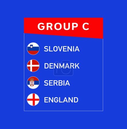 Téléchargez les illustrations : Nations européennes 2024 Groupe C Emblème Design Résumé Equipes Pays Symbole de football européen Logo Illustration vectorielle - en licence libre de droit