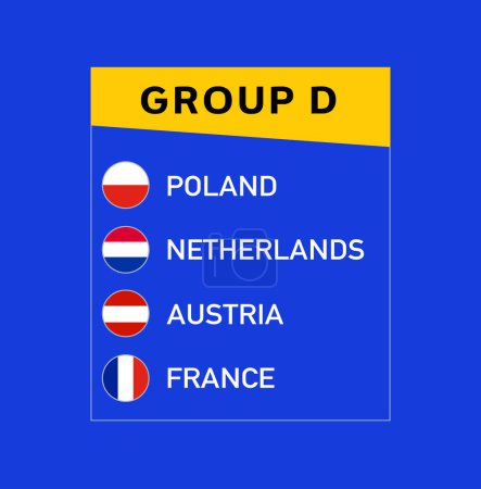 European Nations 2024 Group D Emblem Design Abstract Teams Countries European Football Symbol Logo Vector Illustration