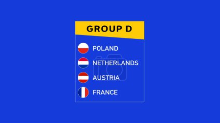 European Nations 2024 Grupo D Emblema Diseño abstracto Equipos Países Símbolo de Fútbol Europeo Logotipo Vector Ilustración