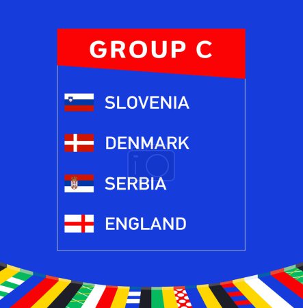 Europäische Nationen 2024 Gruppe C Teams Flaggen Abstraktes Design Länder Europäisches Fußball Symbol Logo Vektor Illustration