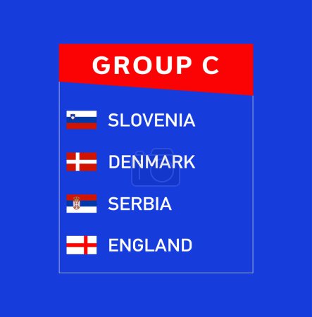 Europäische Nationen 2024 Gruppe C Teams Flaggen Design Abstrakte Länder Europäisches Fußballsymbol Logo Vektor Illustration