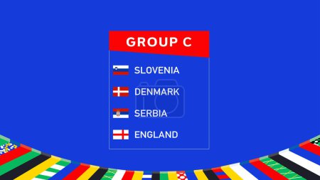Nations européennes 2024 Groupe C Drapeaux Design Equipes abstraites Pays Symbole de football européen Logo Illustration vectorielle