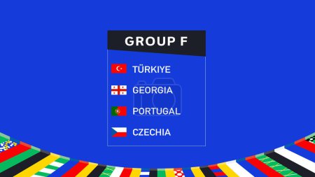 Nations européennes 2024 Groupe F Drapeaux Design Equipes abstraites Pays Symbole de football européen Logo Illustration vectorielle