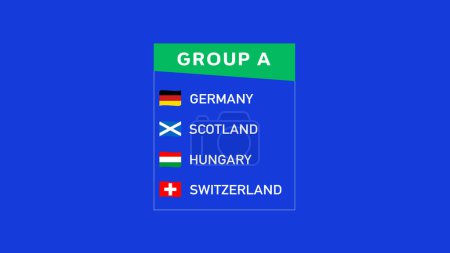 Europäische Nationen 2024 Gruppe A Flaggen Band Abstraktes Design Teams Länder Europäisches Fußballsymbol Logo Vektor Illustration